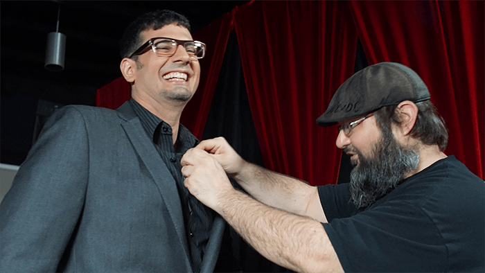 getting mic setup at the village april 2015